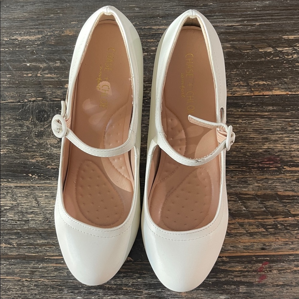 Chase and Chloe comfort, Chic White Mary Jane Heels - Picture 2 of 7